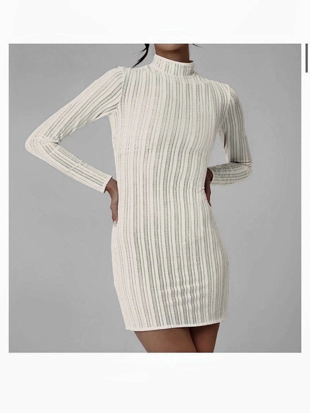 Alo White Ribbed Long Sleeve Dress, Like New